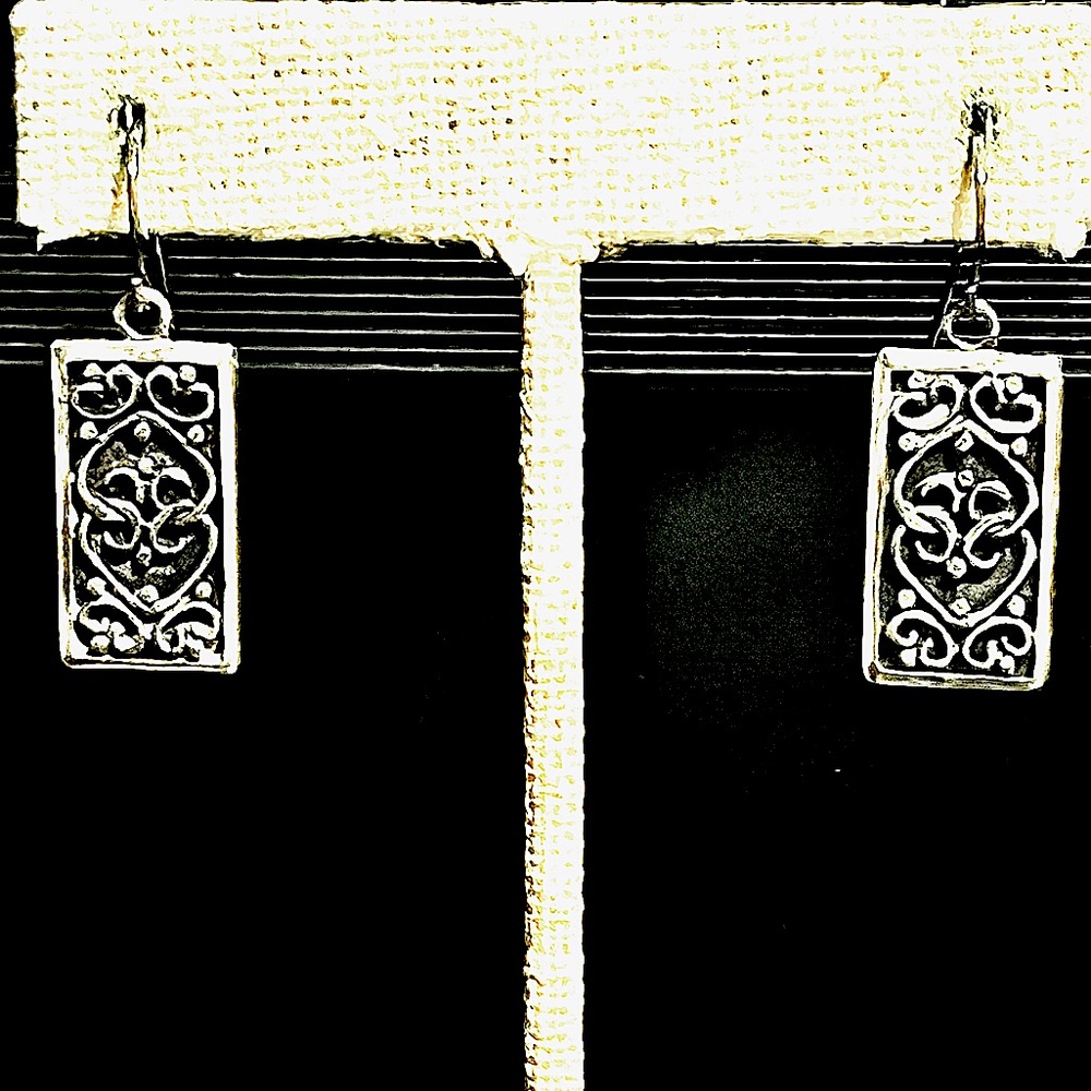 Elegant 925 Silver Rectangular Earrings - image 1